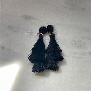 Bauble Bar Elegant Black Tassel Earrings